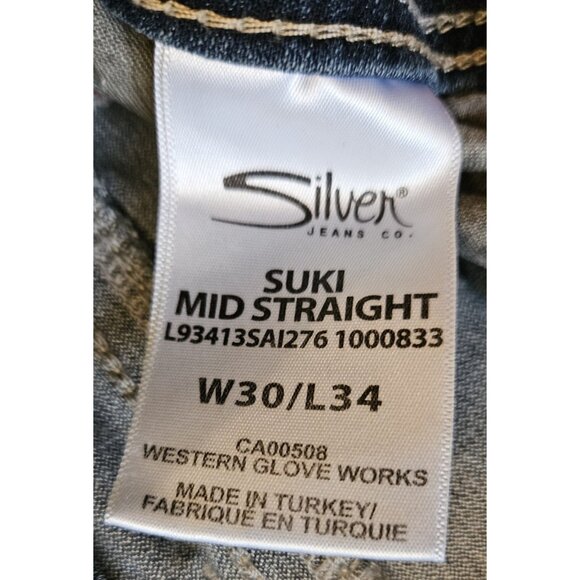 Silver Jeans Suki Straight Leg Women’s 30 x 34 Blue Mid Rise Fluid Denim - Picture 10 of 15